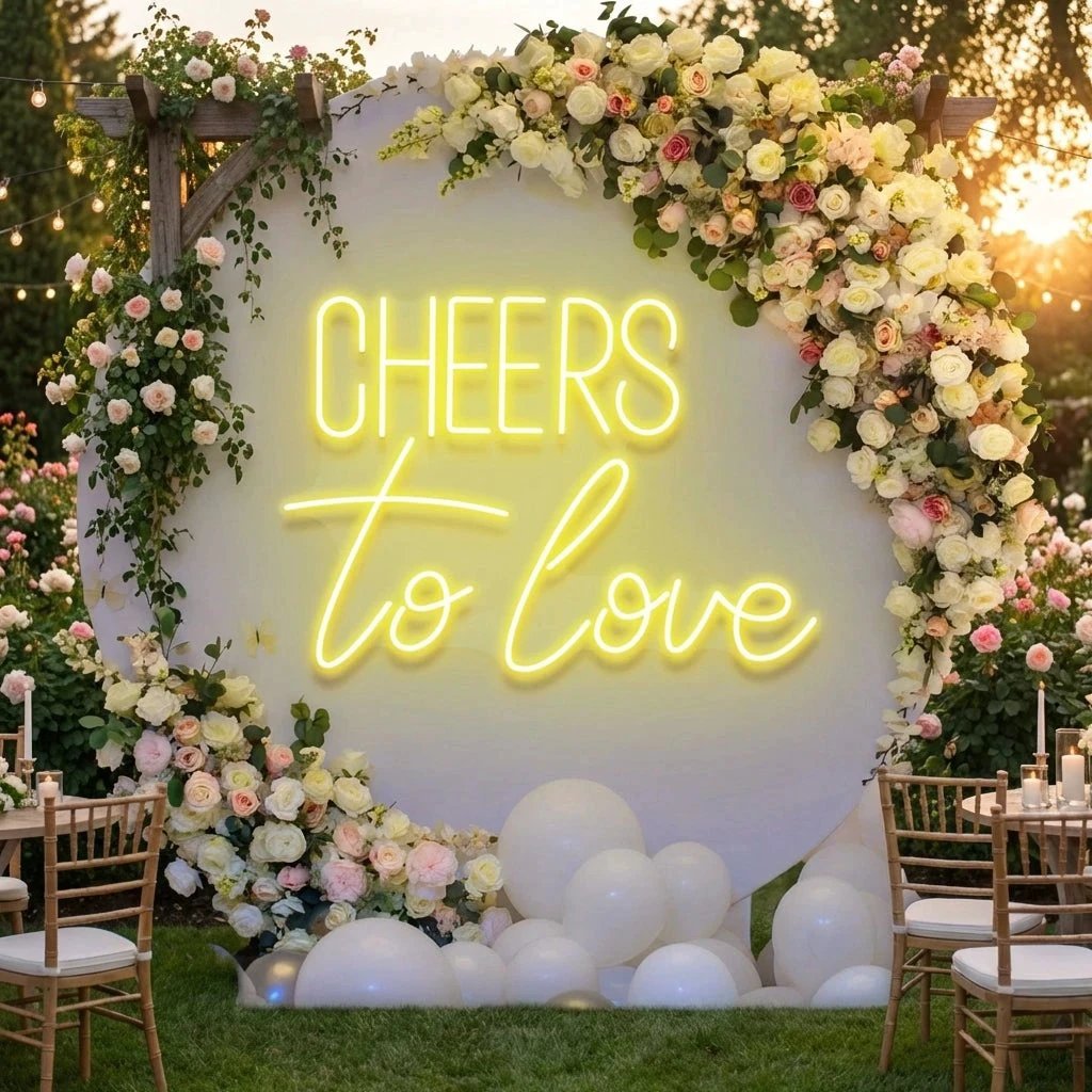 Cheers To Love Led Neon Sign Light, Wedding Neon Sign For Reception