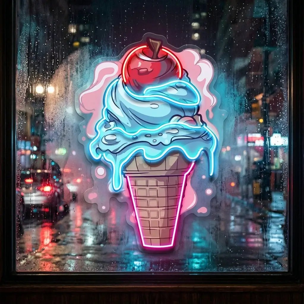 Cherry Ice Cream LED Neon Sign Light Pop Art