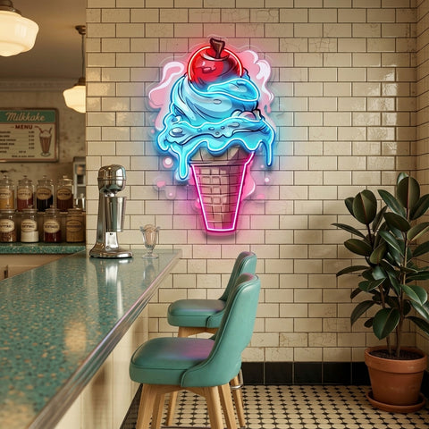 Cherry Ice Cream LED Neon Sign Light Pop Art