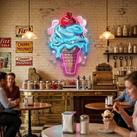 Cherry Ice Cream LED Neon Sign Light Pop Art