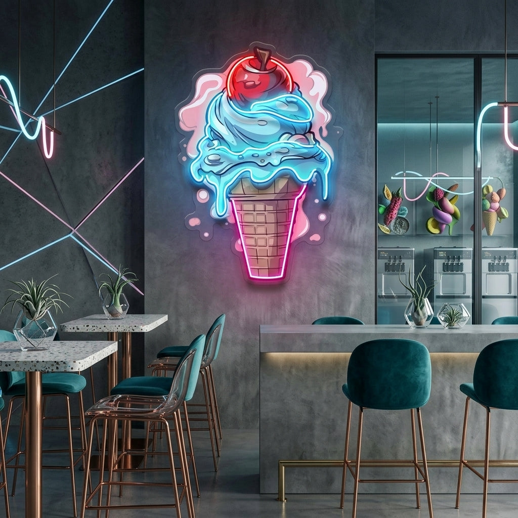 Cherry Ice Cream LED Neon Sign Light Pop Art