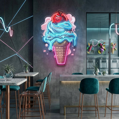 Cherry Ice Cream LED Neon Sign Light Pop Art