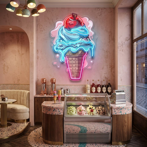 Cherry Ice Cream LED Neon Sign Light Pop Art