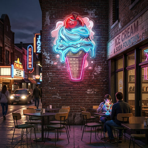 Cherry Ice Cream LED Neon Sign Light Pop Art