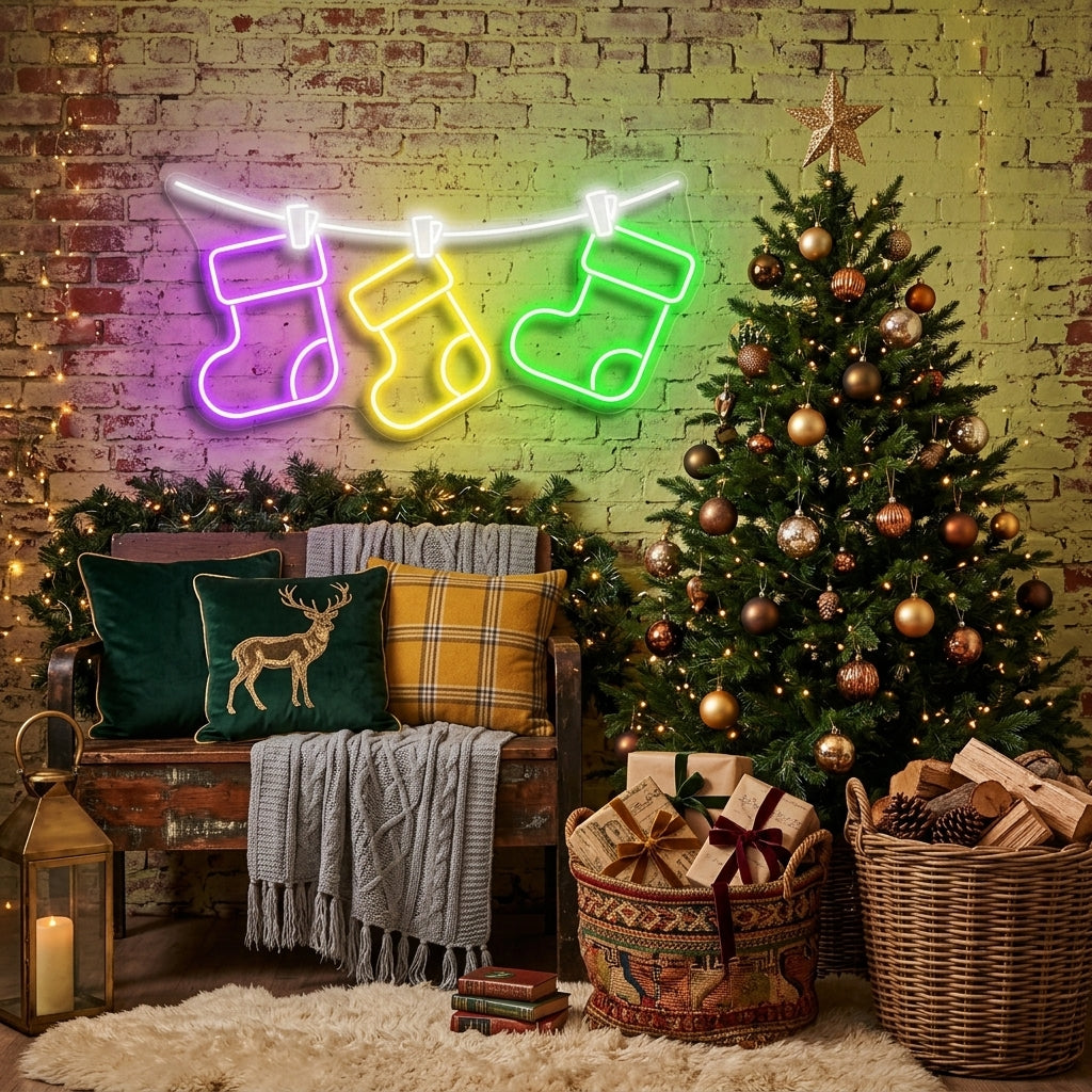 Christmas Socks Neon Sign