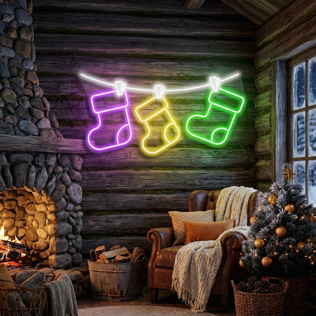 Christmas Socks Neon Sign