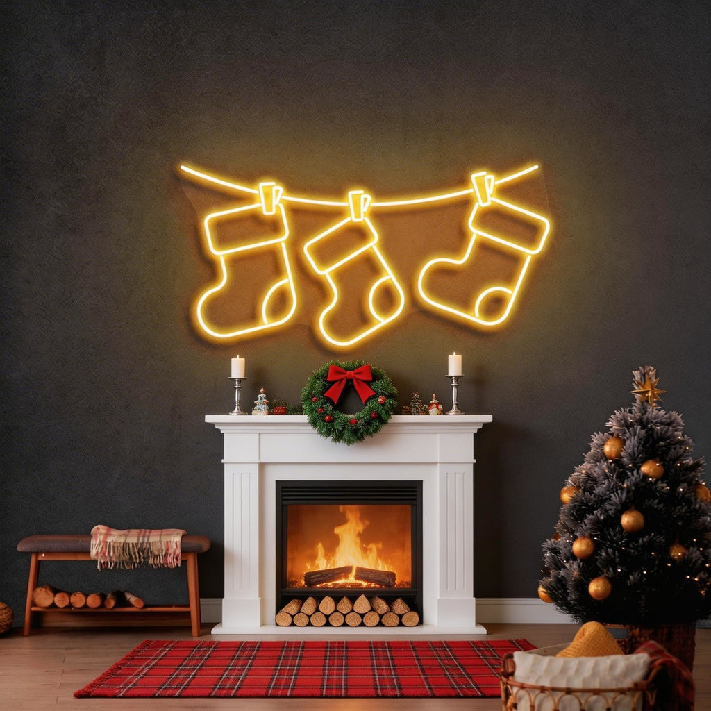 Christmas Socks Neon Sign – Orange – view 66