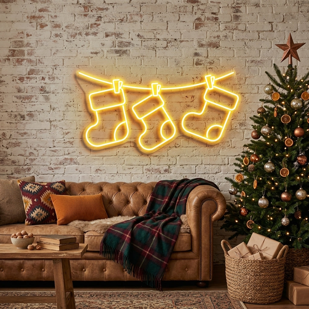 Christmas Socks Neon Sign