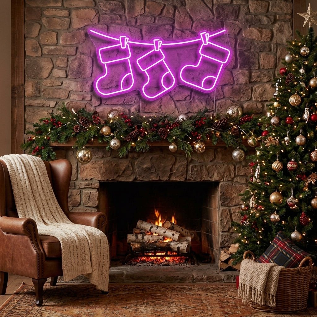 Christmas Socks Neon Sign