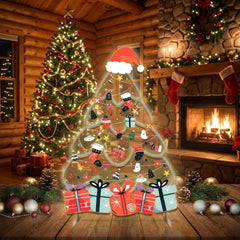 Santa Hat Christmas Tree LED Neon Sign with Festive Ornaments and Gifts