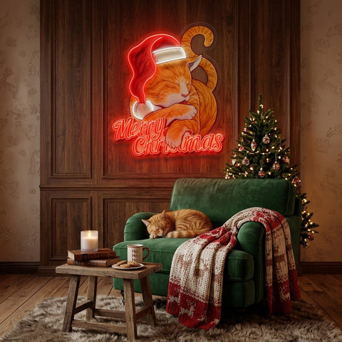 Christmas Cat LED Neon Sign Light Pop Art