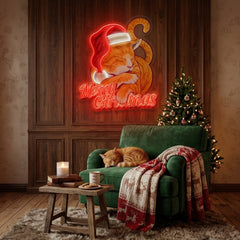 Christmas Cat LED Neon Sign Light Pop Art