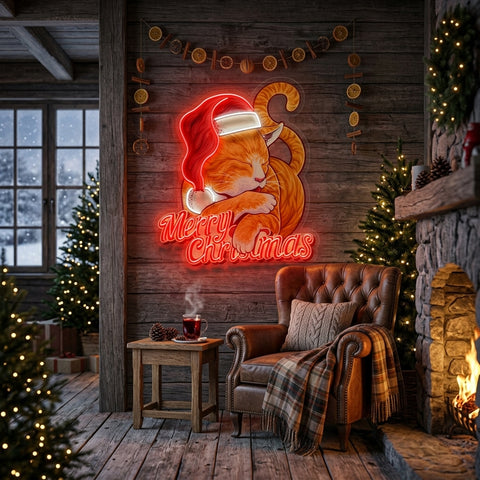 Christmas Cat LED Neon Sign Light Pop Art