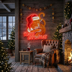 Christmas Cat LED Neon Sign Light Pop Art