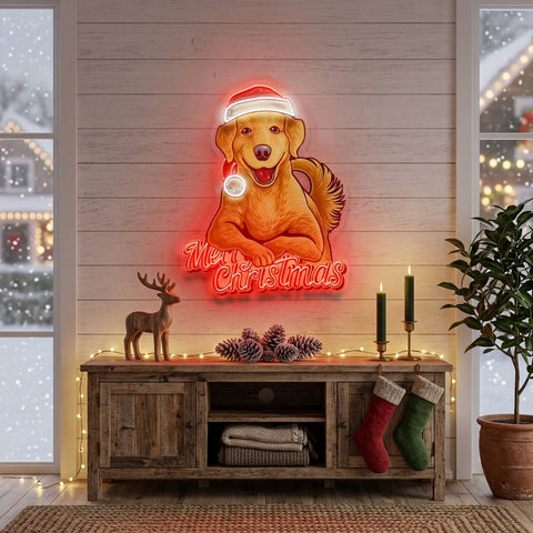 Christmas Dog LED Neon Sign Light Pop Art