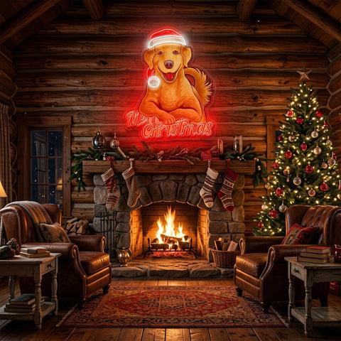 Christmas Dog LED Neon Sign Light Pop Art