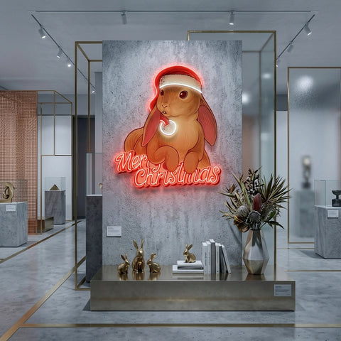 Christmas Rabbit LED Neon Sign Light Pop Art