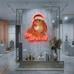 Christmas Rabbit LED Neon Sign Light Pop Art