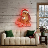 Christmas Rabbit LED Neon Sign Light Pop Art