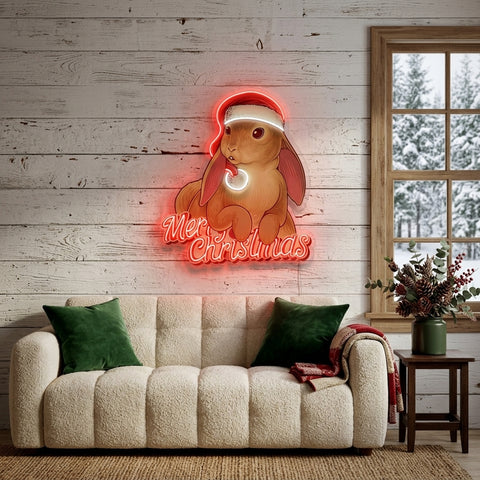 Christmas Rabbit LED Neon Sign Light Pop Art