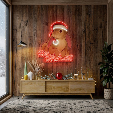 Christmas Rabbit LED Neon Sign Light Pop Art