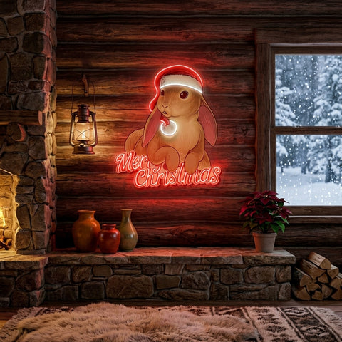 Christmas Rabbit LED Neon Sign Light Pop Art
