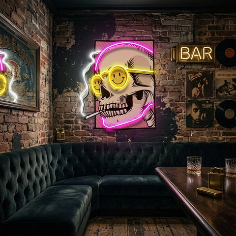 Cigarette Skull LED Neon Sign Light Pop Art