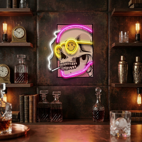 Cigarette Skull LED Neon Sign Light Pop Art