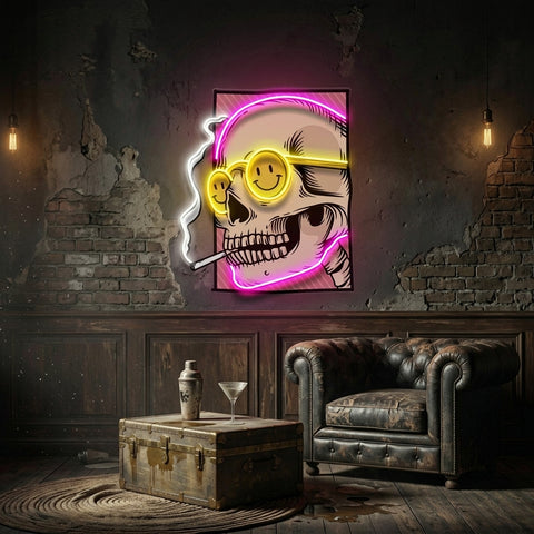 Cigarette Skull LED Neon Sign Light Pop Art
