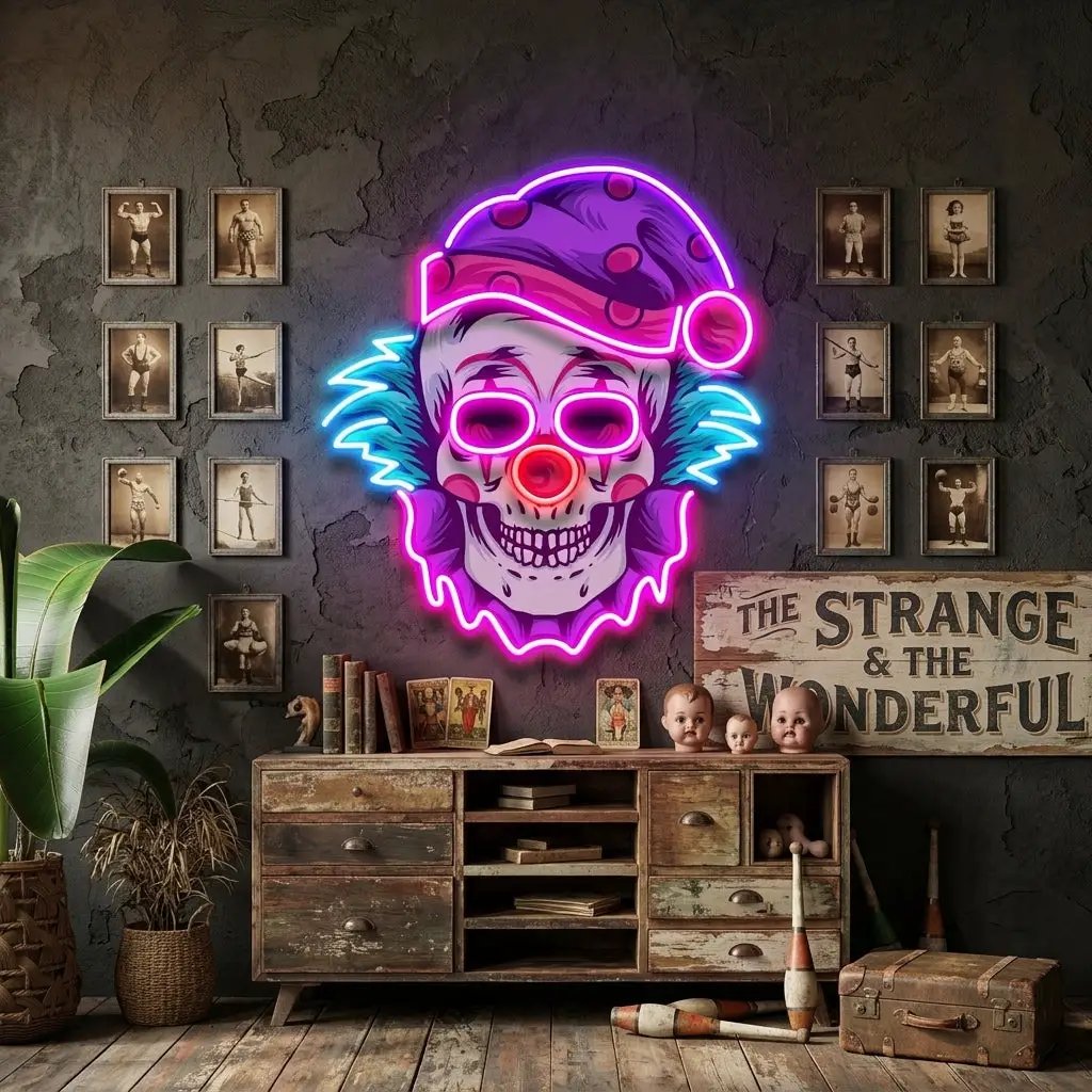 Clown Skull LED Neon Sign Light Pop Art