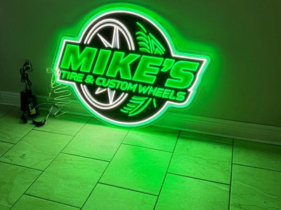 Mike's Tire and Custom Wheels custom LED neon logo sign