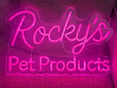 Rocky's Pet Products custom LED neon logo sign