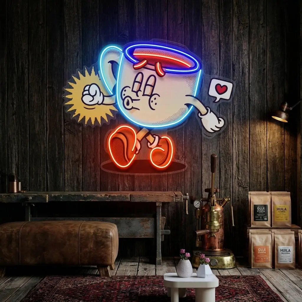 Coffee Cup Cute Trendy Retro LED Neon Sign Light Pop Art
