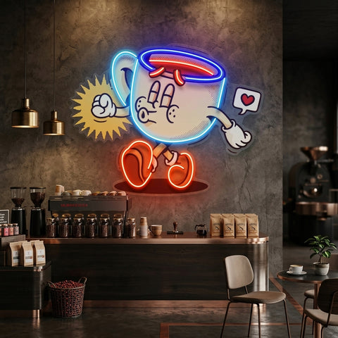 Coffee Cup Cute Trendy Retro LED Neon Sign Light Pop Art