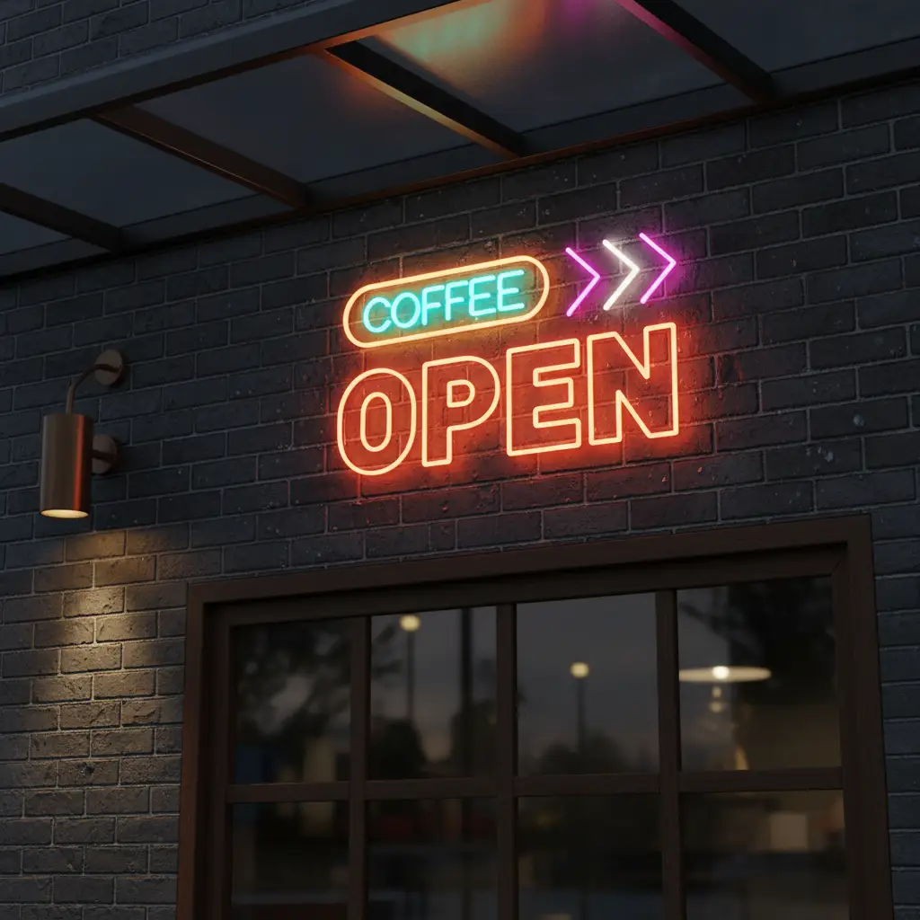 Coffee Open Neon Sign Shop Decor Led Neon Sign