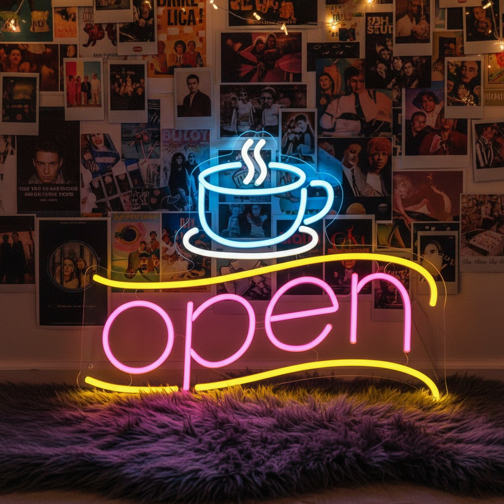 Coffee&Open Led Neon Sign for Shop Decor - VN03 - Customneonstudio