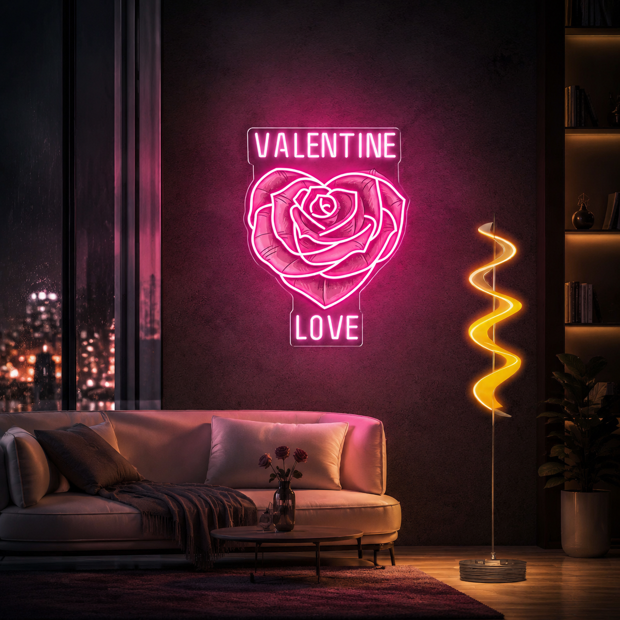 Love in Full Bloom: A Neon Valentine Best Gift For Valentine Neon Sight Light Artwork