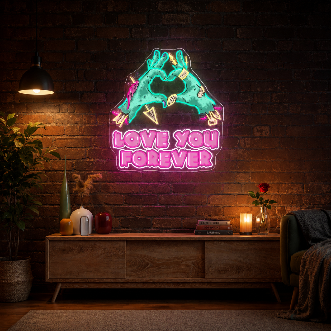 Risen for Love: A Valentine’s Zombie Glow Neon Sight Light Artwork
