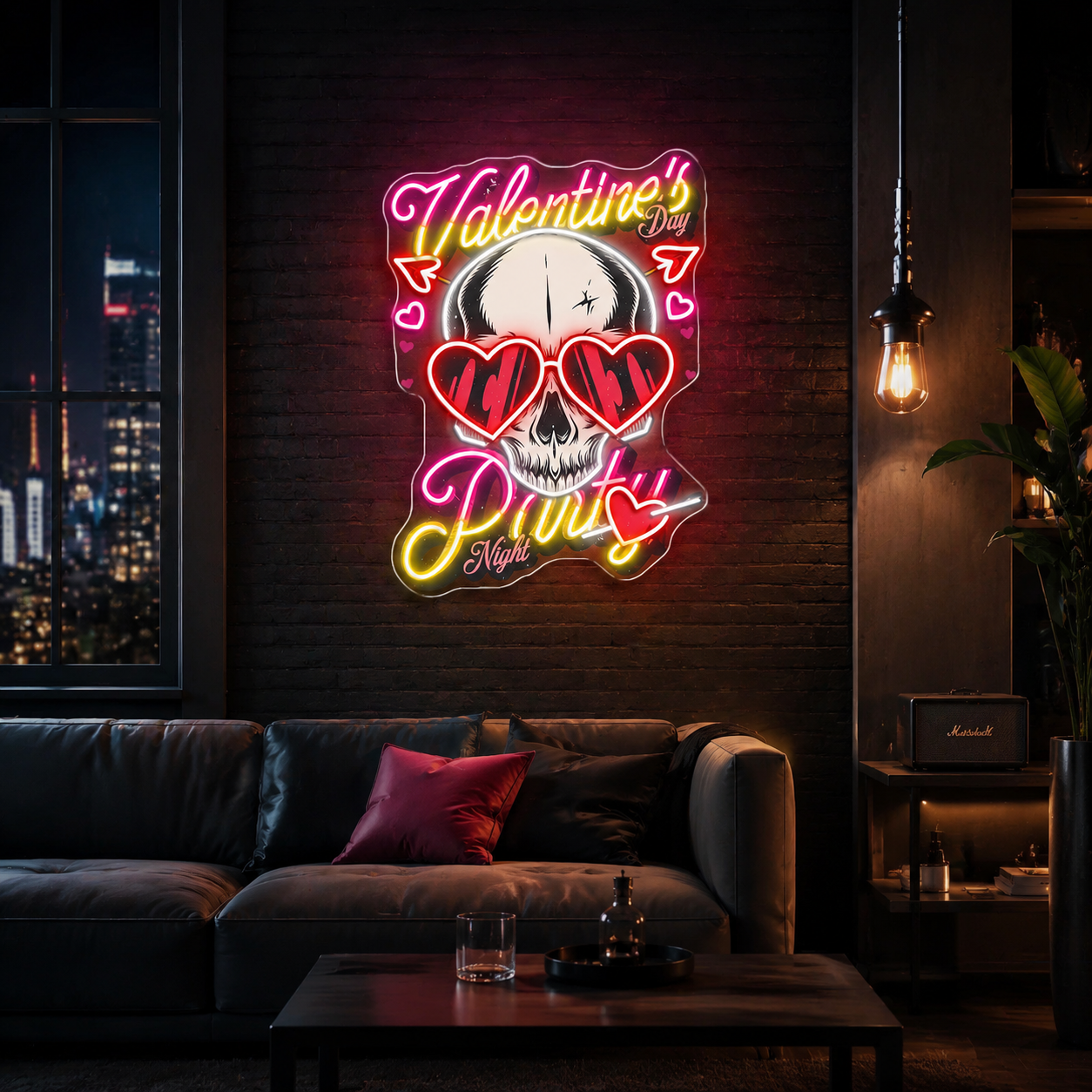 Love in the Skull of It: Valentine’s Glow Neon Sight Light Artwork
