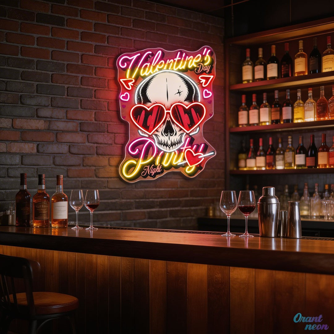 Love in the Skull of It: Valentine’s Glow Neon Sight Light Artwork
