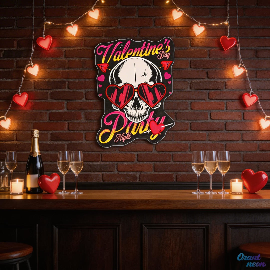 Love in the Skull of It: Valentine’s Glow Neon Sight Light Artwork
