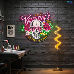 Love Through the Skull: Roses & Arrows Best Gift For Valentine Neon Sight Light Artwork