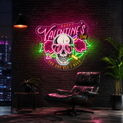 Love Through the Skull: Roses & Arrows Best Gift For Valentine Neon Sight Light Artwork