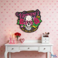 Love Through the Skull: Roses & Arrows Best Gift For Valentine Neon Sight Light Artwork
