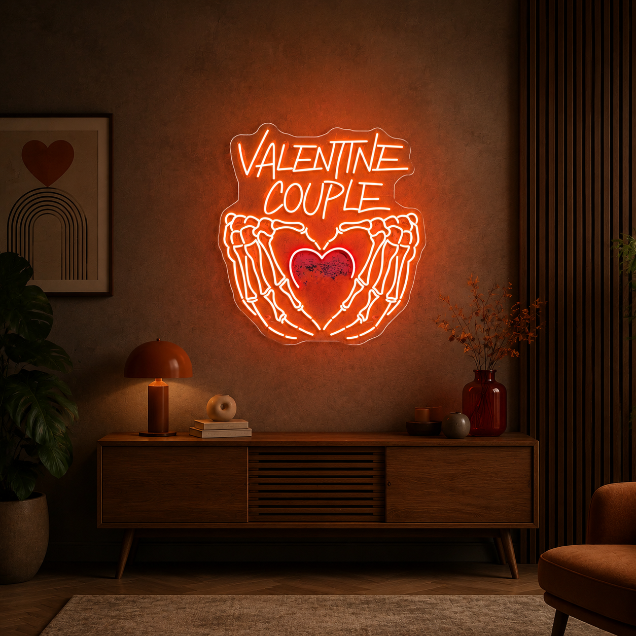 Skeleton Love: A Heart of Bones Best Gift For Valentine Neon Sight Light Artwork