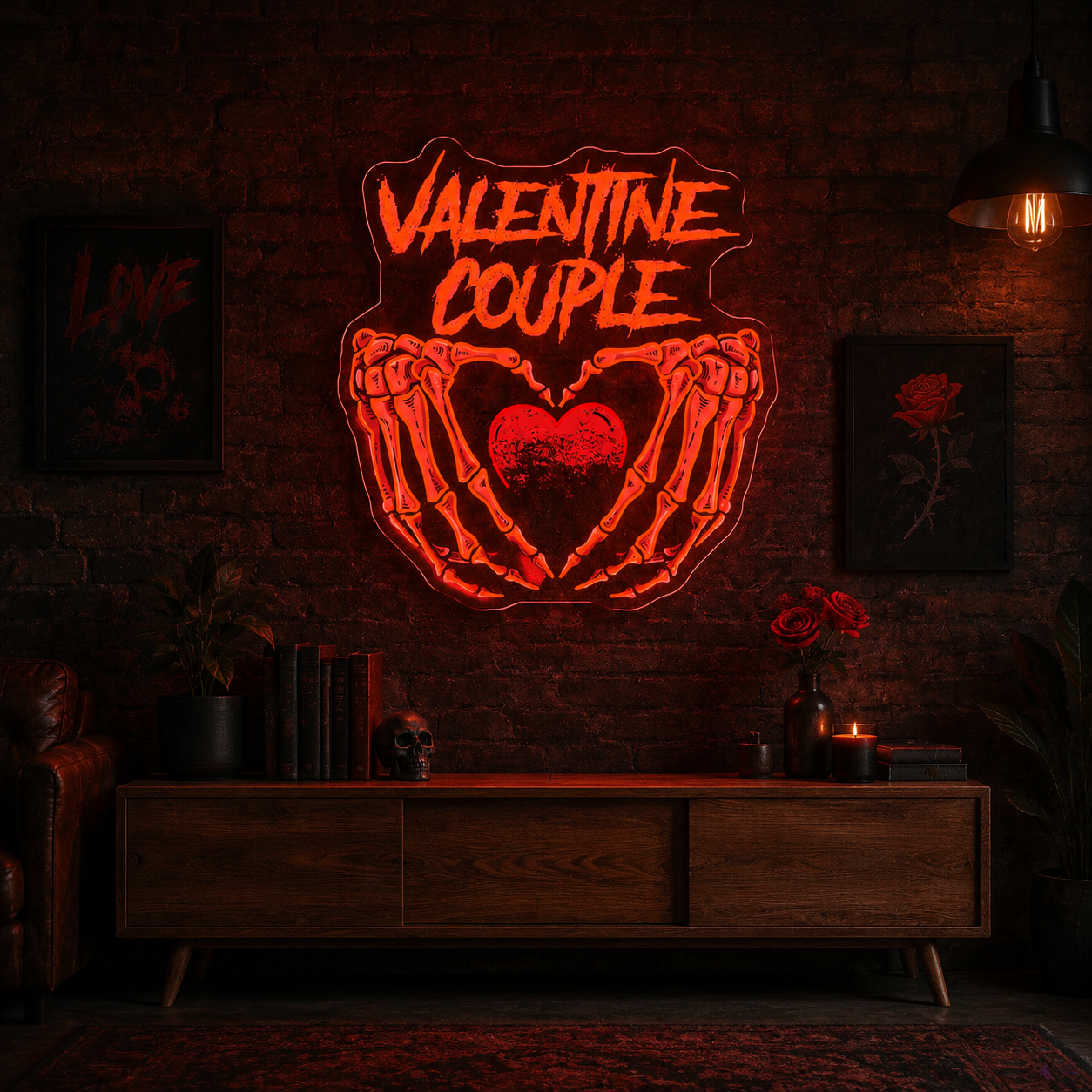 Skeleton Love: A Heart of Bones Best Gift For Valentine Neon Sight Light Artwork