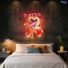 "Dino Love Affair" Best Gift For Valentine Neon Sight Light Artwork