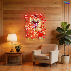 "Dino Love Affair" Best Gift For Valentine Neon Sight Light Artwork