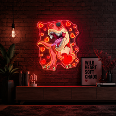 "Dino Love Affair" Best Gift For Valentine Neon Sight Light Artwork
