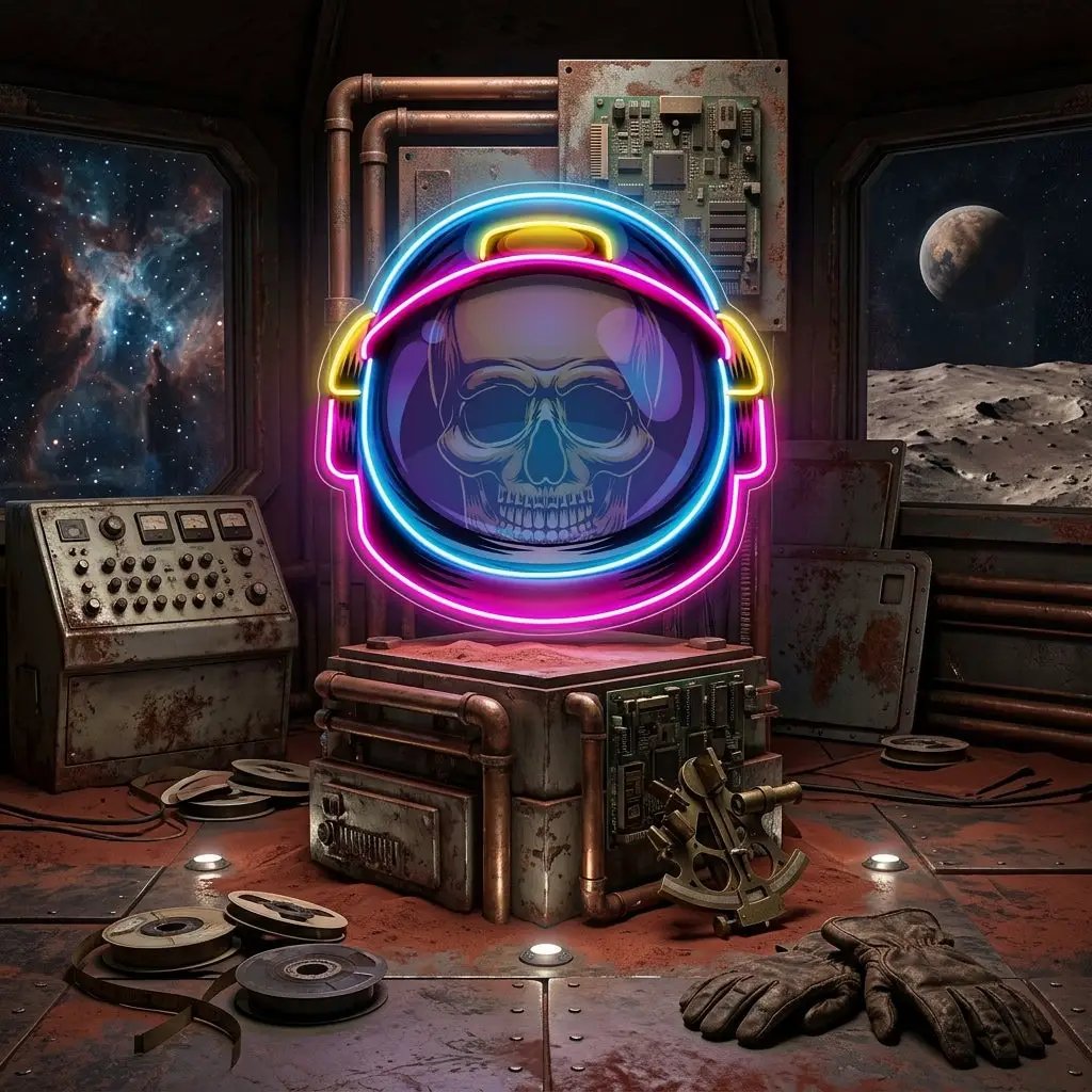Colorful Astronaut Skull LED Neon Sign Light Pop Art